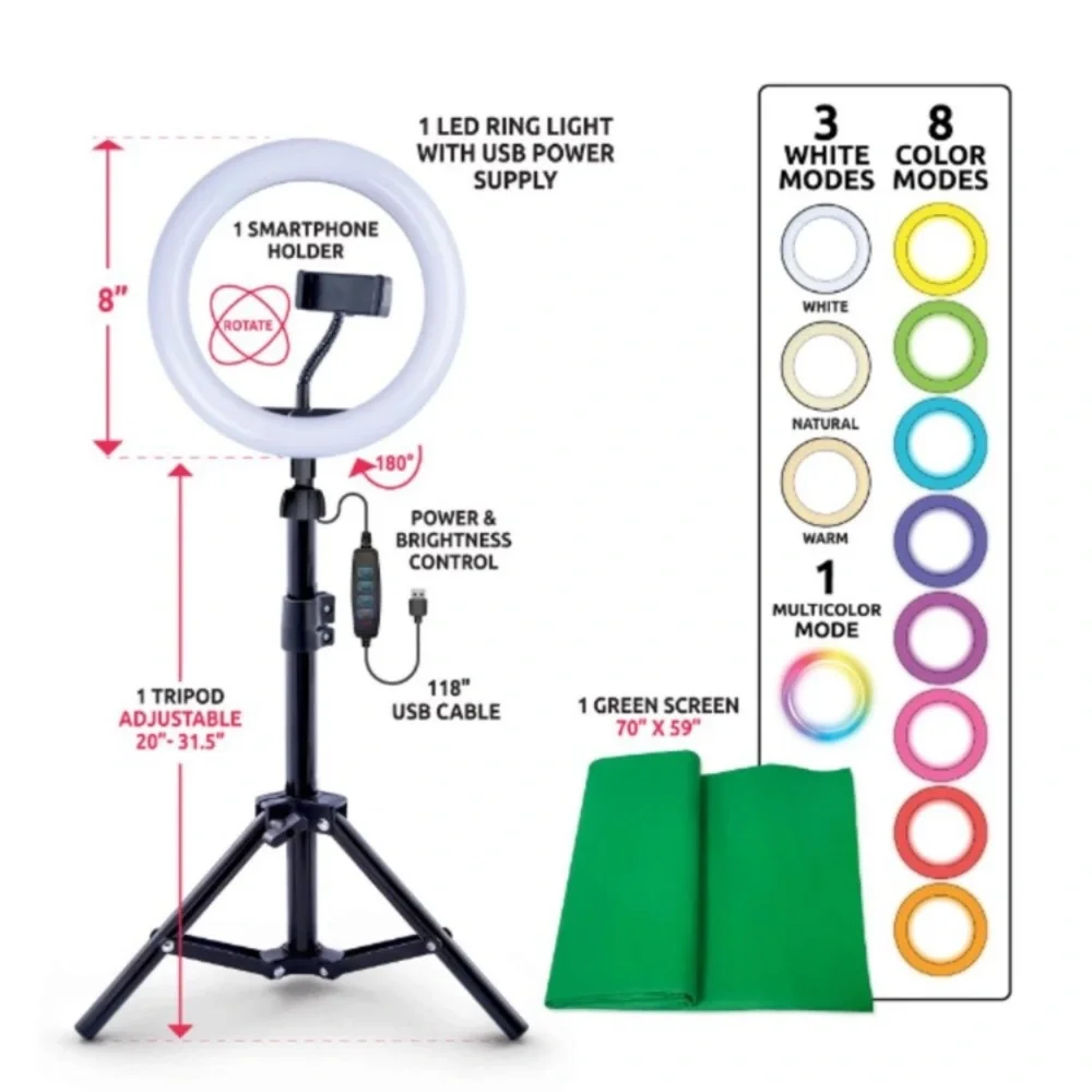 Studio Creator 2 Influencer Blogger Video Recording Maker Ring Light Tripod Kit